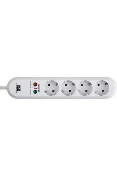 Bachmann Bachmann extension cord, 4 sockets, 1.5m, Schuko type, surge protection, white