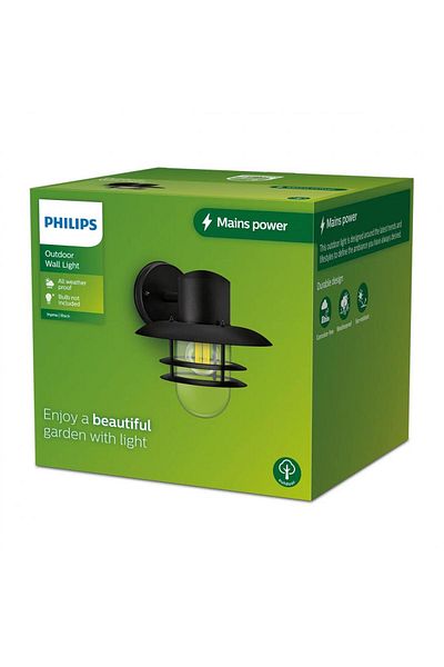 Philips Outdoor wall lamp INYMA, 1xE27, max 25W, IP44, 245x260x230mm, Black