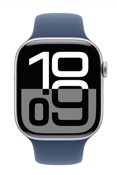 Apple Watch Series 10 GPS 46mm Silver Aluminium Case with Denim Sport Band - M/L