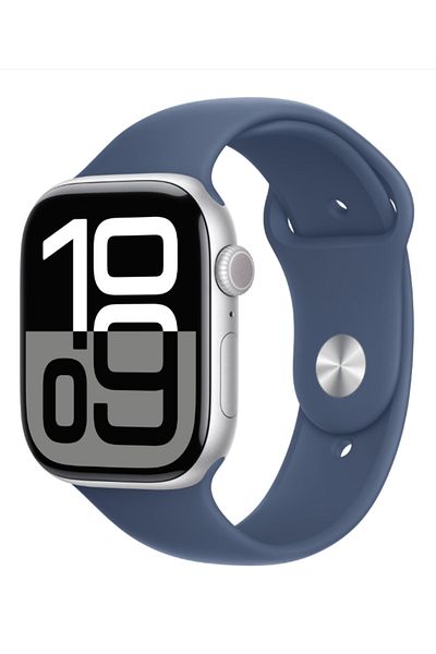 Apple Watch Series 10 GPS 46mm Silver Aluminium Case with Denim Sport Band - M/L