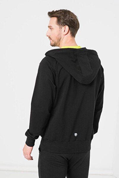 Pegas , Mikina s kapucí na zip z bavlněné směsi, černá, XL