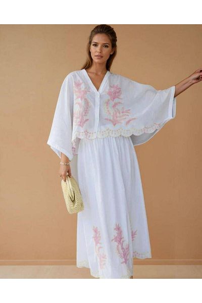Robin 38821 Kimono Skirt Set Pink
