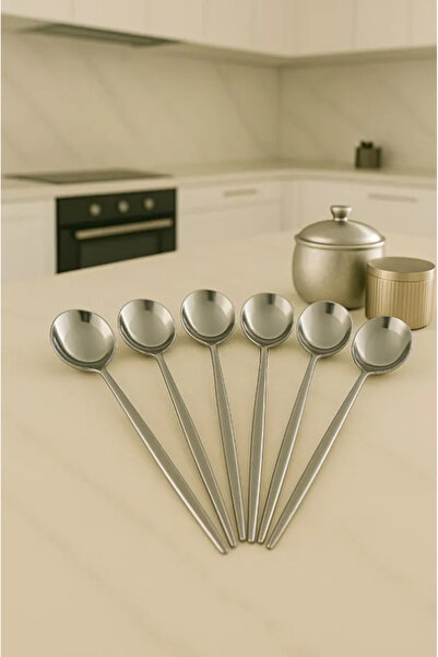 TUMU LIFE 6 Adet Silver Detaylı Kaşık Takımı | 6 Parça Lüks Yemek Kaşık Takım...