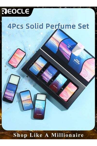 REOCLE 4PCS Solid Balm Sets Solid Perfume Portable Pocket Balm Perfume Perfect for Travel Use