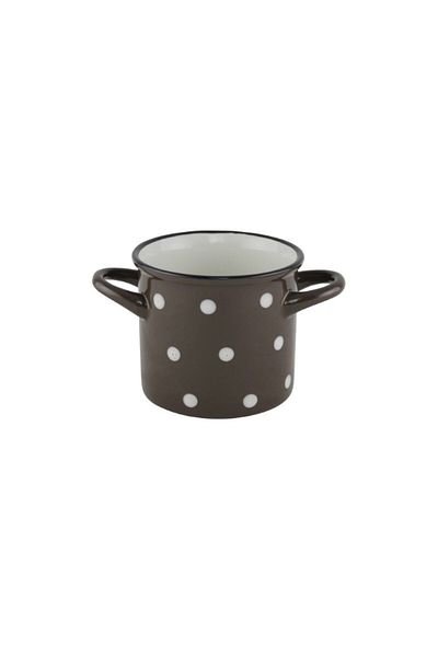 gogiva Ceramic brown mug with handles 400 ml, polka dot design, suitable for muesli, soups and stews, 10 cm