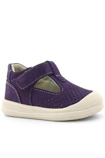 Rakerplus Shaun Genuine Leather Purple White Velcro Anatomical Baby Sandals