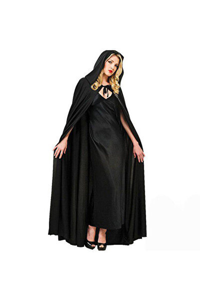 ForWhat 120cm Black Hooded Cloak for Bureau Home Office Activity Show Costume...