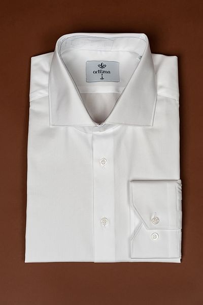 Artizan Suits Elegant white shirt, premium cotton, open collar