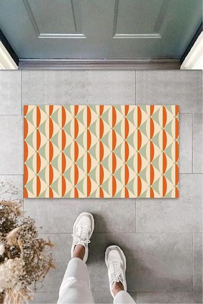 Mu Art Ahşap Orange Door Mat Modern Design K-3242