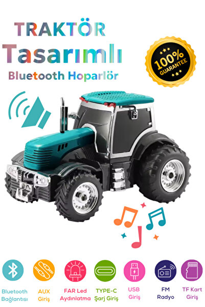 POLYGOLD Traktör Model Araba Kablosuz Hoparlör TF Kart USB Bluetooth FM Radyo...