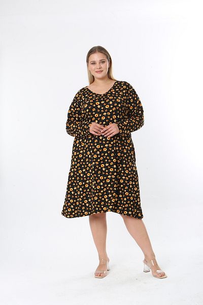 XL Modam Women's Lycra Patterned Plus Size Dress