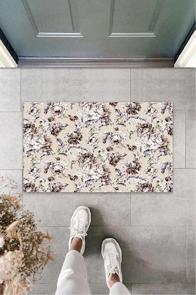Mu Art Ahşap Powder Door Mat Flower Pattern K-3204