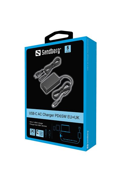 Inna marka Încărcător USB-C Sandberg PD65W UE+Marea Britanie, 135-76
