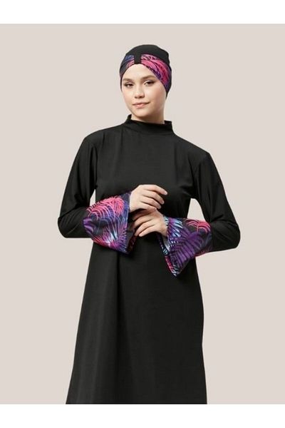 Fitsauna Πλήρως κλειστό απωθητικό νερού Quick Dry Hijab Μαγιό Σετ Φτερό Μανίκι Hawaii Model 1015