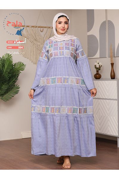 Hala Embroidered reception jalabiya made of light and soft linen fabric that gives you a feeling of comfort and freshness