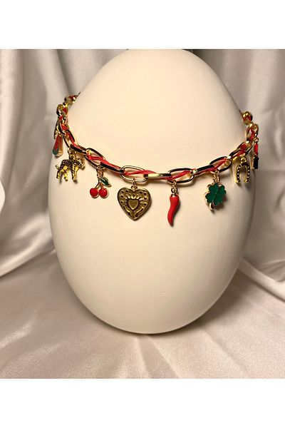 MODA Red Charm Necklace