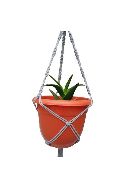 OEM Macrame flower pot holder, gray spiral pattern