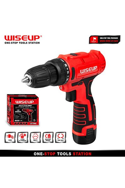 WISEUP دريل بطارية 12 فولت علبة كرتون