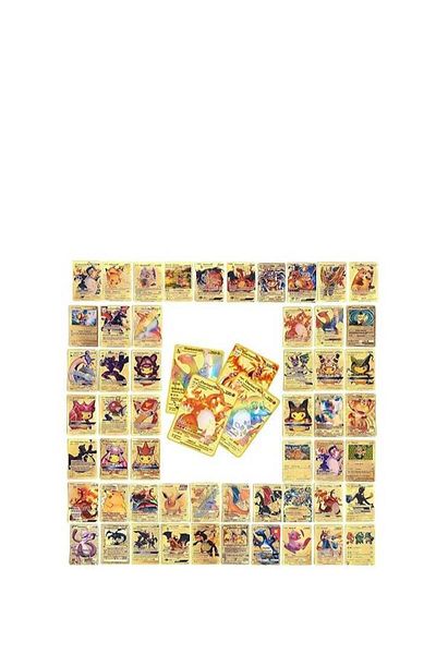 Pokemon Company 55 PCS Gold Cards Vmax EX GX Golden Cards Gold Foil Card for Kids Birthday Party Favors Gifts