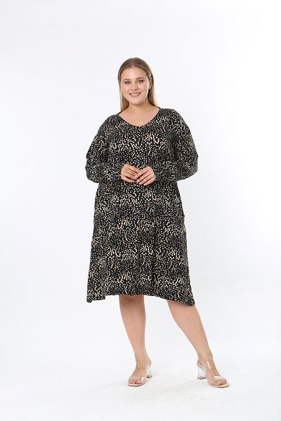 XL Modam Women's Lycra Patterned Plus Size Dress