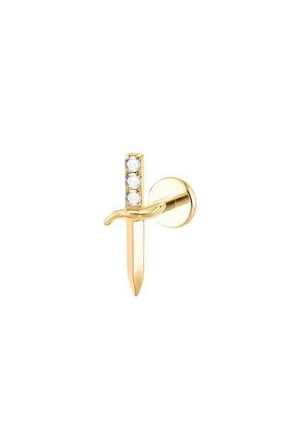 Janset F136 Titanium Zircon Stone Sword Model Tragus Piercing - Helix, Lobe