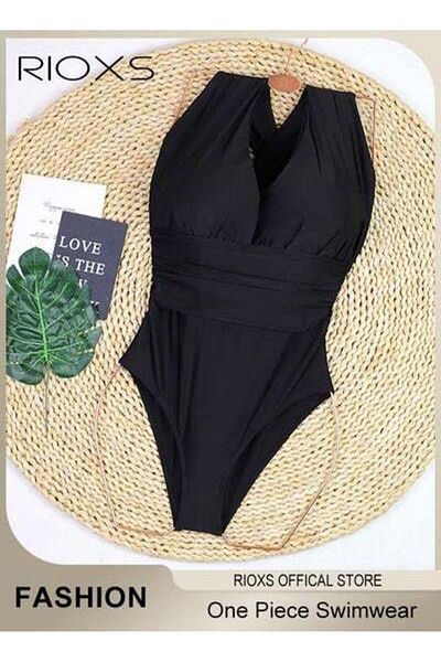 RIOXS Women's One Piece Swimwear, Push Up Padded Tummy Control Swimsuit, Bathing Suit For Women