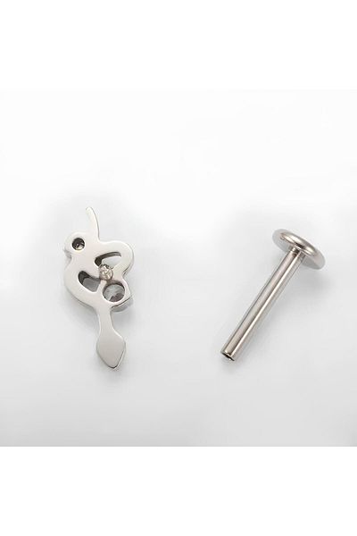 Janset F136 Titanium Zircon Stone Snake Model Tragus Piercing - Helix, Lobe