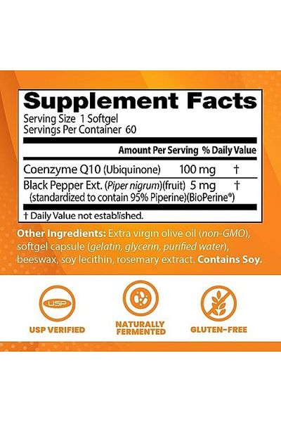 Doctor's Best High Absorption CoQ10, 60 Softgels,with BioPerine, Important for the Creation of Energy