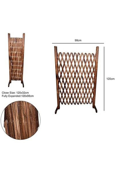 genric FFD 120cm Wooden Expandable Trellis Fence - Freestanding Decorative Garden Fence, Dog & Pet Gate
