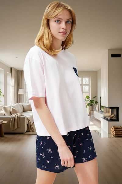 PayBuy Women's Summer Short Sleeve Viscose Pajama Set Floral Pattern Comfortable Distinguished Material Special Design