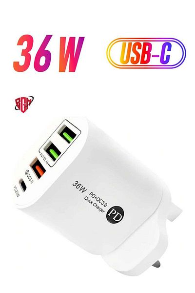 Shopi USB C 36W PD Wall Charger, Quick Charging Multi-Port Power Adapter