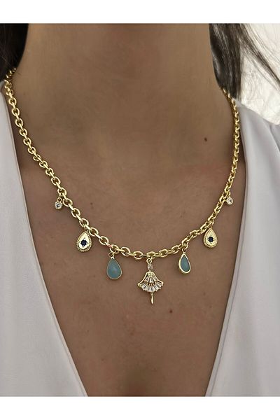 MyladyAccessoriess Angel and Drop Detail Charm Steel Necklace
