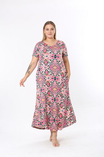 XL Modam Women's Lycra Patterned Plus Size Dress