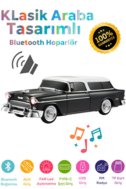 Maybax KLasik Model Araba Kablosuz Hoparlör TF Kart USB Bluetooth FM Radyo Au...