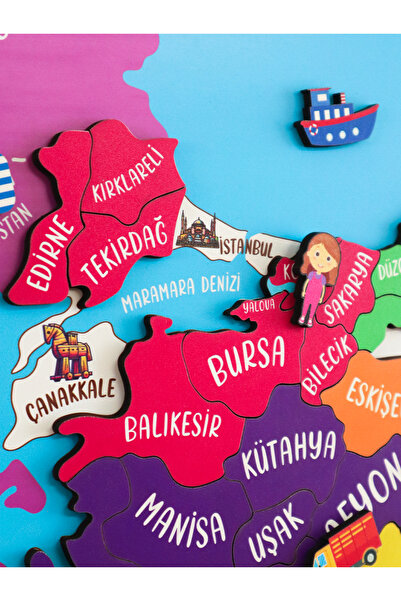 Crowart Mıknatıslı Türkiye Haritası Puzzle, İnteraktif Duvar Panosu