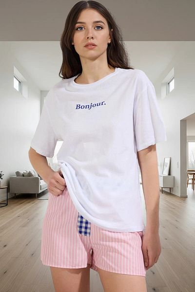 PayBuy Women's Cotton Striped Pajamas Set Comfortable Summer with Shorts Long Lasting Durable Material High Quality