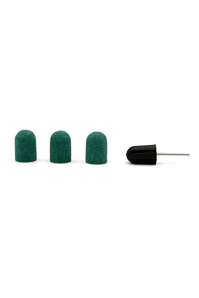 global fashion Set of holder and 3 spare emery boards for nail file, 16*25mm, green, grit 80