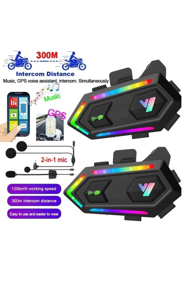Serreha SR20 Max Motor Kask Kulaklık RGB Bluetooth Motosiklet Kulaklık Intercom 2 Kişi Eşleşme