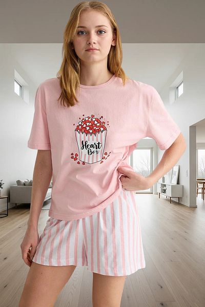 PayBuy Women's Cotton Striped Pajama Set Short Sleeve Crew Neck Summer Modern Style Comfortable and Stylish