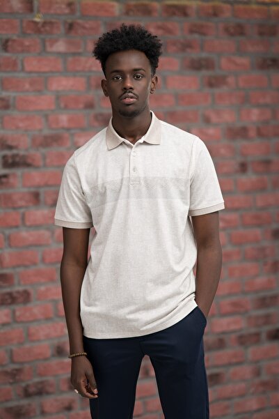 ADVANTE Tricou cu gât polo cu dungi din Lycra cu croiala normală