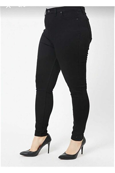 Lixera Black High Waist Lycra Plus Size Jean Trousers