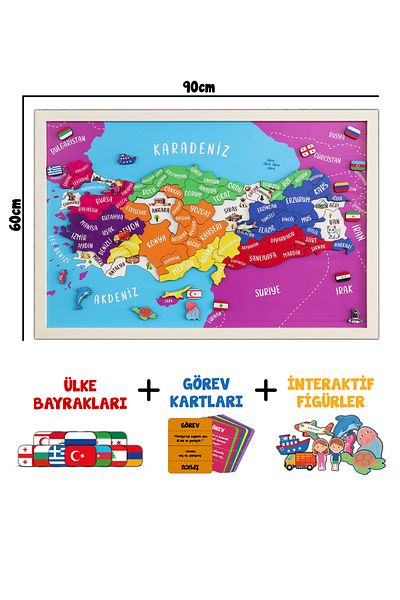 Crowart Magnetic Turkey Map Puzzle, Interactive Wall Panel