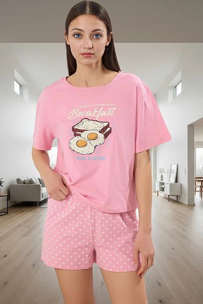 PayBuy Women's Polka Dot Cotton Short Sleeve Pajamas Set Durable Material Exquisite Design