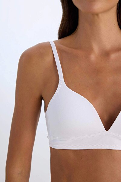 DeFacto X9027 Beyaz Pamuklu Comfort Pedli Bra-Fall in Love
