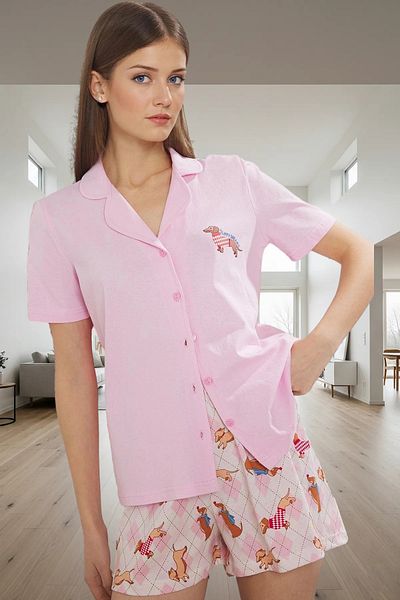 PayBuy Women's Cotton Dog Pattern Regular Pajamas Set Summer Comfortable Sleep Set High Quality Long Lasting