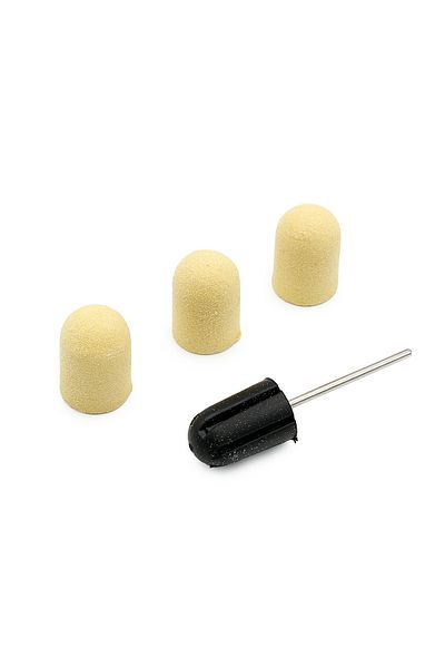 global fashion Set of holder and 3 spare emery boards for nail file, 16*25mm, yellow, grit 120