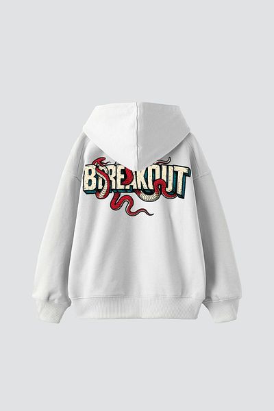 Sekizbiraltı Λευκό φούτερ με στάμπα Breakout Oversize Unisex