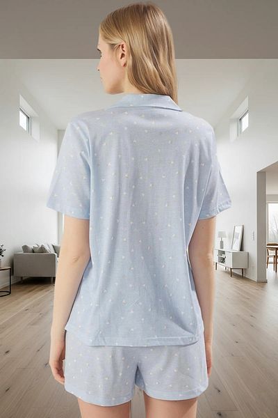 PayBuy Women's Comfortable Summer Heart Pajama Set Knitted Fabric Regular Fit Short Sleeve Stylish Look