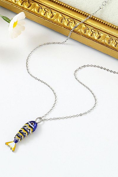 TAKIŞTIR Silver Color Fish Figured Steel Necklace