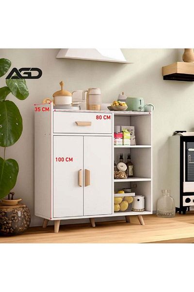 AGD Coffee Corner Cabinet with Storage Drawer, Sideboard with Adjustable Tier, Kitchen Storage Cabin